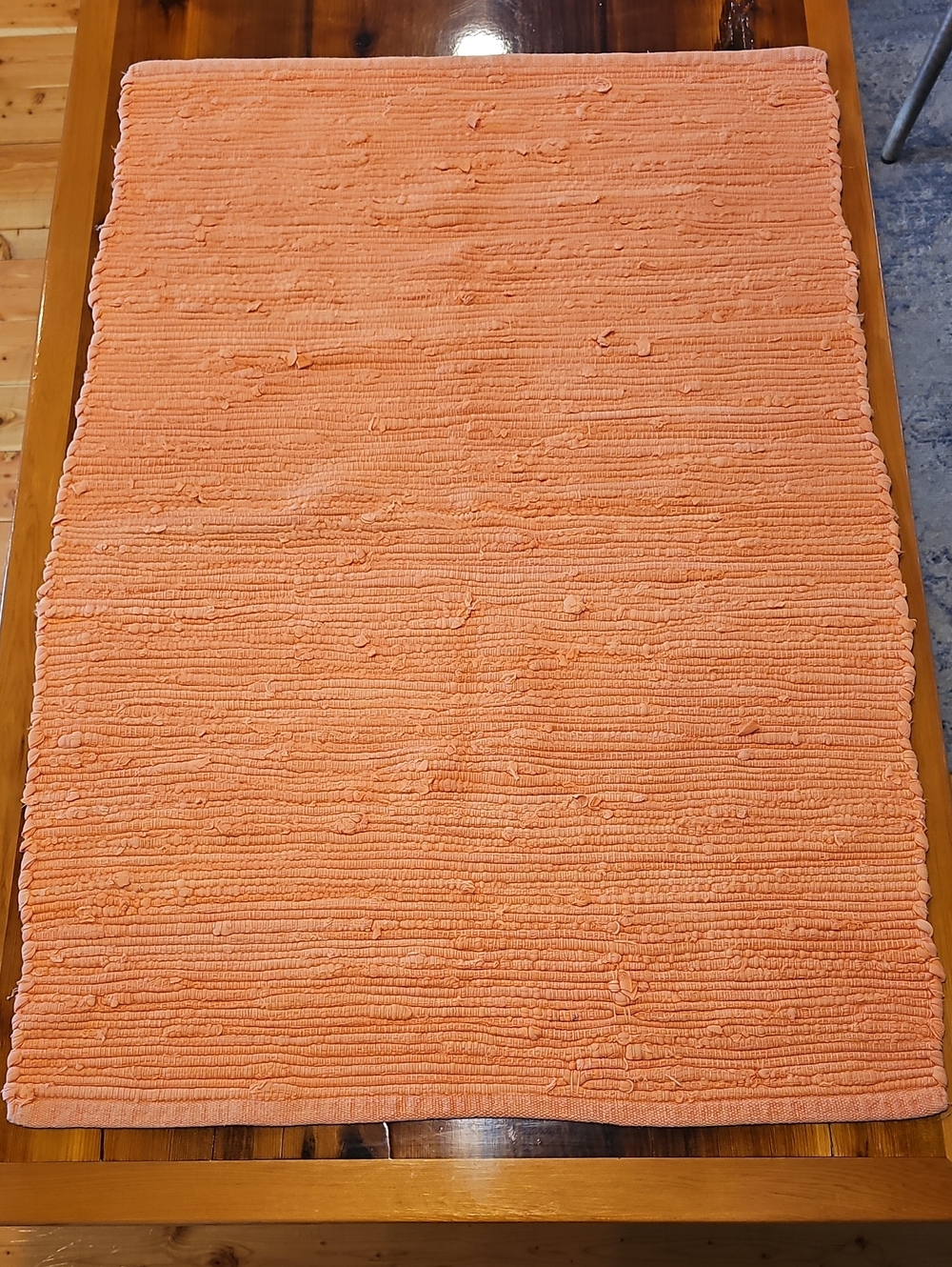 Handwoven Peach Cotton Rag Rug - Picture 3 of 9